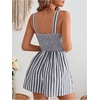 image:imageFloerns Womens Striped Print Jumpsuit Sleeveless Twist Front Cut Out Short RompersBlack and White