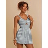 image:imageFloerns Womens Striped Print Jumpsuit Sleeveless Twist Front Cut Out Short RompersDark Green