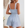 image:imageFloerns Womens Striped Print Jumpsuit Sleeveless Twist Front Cut Out Short RompersLight Blue