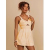 image:imageFloerns Womens Striped Print Jumpsuit Sleeveless Twist Front Cut Out Short RompersYellow