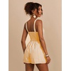 image:imageFloerns Womens Striped Print Jumpsuit Sleeveless Twist Front Cut Out Short RompersYellow