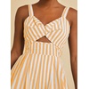 image:imageFloerns Womens Striped Print Jumpsuit Sleeveless Twist Front Cut Out Short RompersYellow