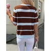 image:imageFloerns Womens Striped Short Sleeve Knit Top Crew Neck Casual SweatersMulticolor