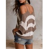 image:imageFloerns Womens Striped Sweater Cold Shoulder V Neck Knit Pullover TopBrown and Beige
