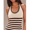 image:imageFloerns Womens Striped Sweater Dress Halter Sleeveless Knitted Beach Vacation Bodycon Long DressesCoffee Brown