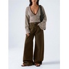 image:imageFloerns Womens Striped T Shirts Bell Sleeve Tie Back Fall Going Out TopBrown and White