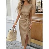 image:imageFloerns Womens Striped Twist Front Dolman Sleeve Split Midi DressesMocha Brown