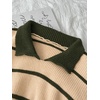 image:imageFloerns Womens Striped Vintage Preppy Oversized Collared Knit SweatersBeige and Green