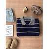 image:imageFloerns Womens Striped Vintage Preppy Oversized Collared Knit SweatersBlue and Grey