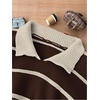 image:imageFloerns Womens Striped Vintage Preppy Oversized Collared Knit SweatersBrown