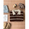 image:imageFloerns Womens Striped Vintage Preppy Oversized Collared Knit SweatersBrown