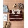 image:imageFloerns Womens Striped Vintage Preppy Oversized Collared Knit SweatersBrown and Beige