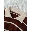 image:imageFloerns Womens Striped Vintage Preppy Oversized Collared Knit SweatersBrown and Beige