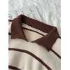 image:imageFloerns Womens Striped Vintage Preppy Oversized Collared Knit SweatersBrown and Khaki