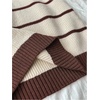 image:imageFloerns Womens Striped Vintage Preppy Oversized Collared Knit SweatersBrown and Khaki