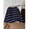 image:imageFloerns Womens Striped Vintage Preppy Oversized Collared Knit SweatersDark Blue Multi
