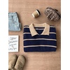 image:imageFloerns Womens Striped Vintage Preppy Oversized Collared Knit SweatersDark Blue Multi
