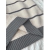 image:imageFloerns Womens Striped Vintage Preppy Oversized Collared Knit SweatersGrey and Khaki