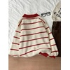image:imageFloerns Womens Striped Vintage Preppy Oversized Collared Knit SweatersRed and White