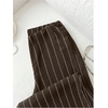 image:imageFloerns Womens Striped Wide Leg Pants Elastic Waist Loose Fit Summer Casual TrousersCoffee Brown