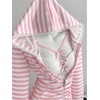 image:imageFloerns Womens Striped Zip Up Hoodie Lace Trim Y2k Lightweight JacketPink
