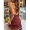 image:imageFloerns Womens Summer Mini Dress Polka Dots Spaghetti Strap V Neck Date Night Cami Dresses with ScarfBurgundy