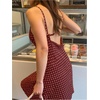 image:imageFloerns Womens Summer Mini Dress Polka Dots Spaghetti Strap V Neck Date Night Cami Dresses with ScarfBurgundy