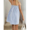 image:imageFloerns Womens Summer Striped Mini Dress Smocked Spaghetti Strap Backless Casual Vacation SundressBlue and White