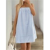 image:imageFloerns Womens Summer Striped Mini Dress Smocked Spaghetti Strap Backless Casual Vacation SundressBlue and White