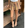 image:imageFloerns Womens Summer Striped Mini Shorts Drawstring Waist Vacation ShortsYellow Brown Striped