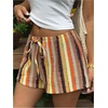 image:imageFloerns Womens Summer Striped Mini Shorts Drawstring Waist Vacation ShortsYellow Brown Striped