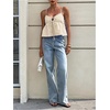 image:imageFloerns Womens Summer Striped Sleeveless Camisole Ruffle Peplum TopsApricot