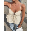 image:imageFloerns Womens Summer Striped Sleeveless Camisole Ruffle Peplum TopsApricot