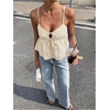 image:imageFloerns Womens Summer Striped Sleeveless Camisole Ruffle Peplum TopsApricot