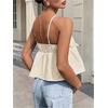image:imageFloerns Womens Summer Striped Sleeveless Camisole Ruffle Peplum TopsApricot