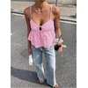 image:imageFloerns Womens Summer Striped Sleeveless Camisole Ruffle Peplum TopsPink