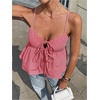 image:imageFloerns Womens Summer Striped Sleeveless Camisole Ruffle Peplum TopsRed