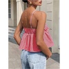image:imageFloerns Womens Summer Striped Sleeveless Camisole Ruffle Peplum TopsRed