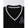 image:imageFloerns Womens V Neck Letter Striped Trim Sleeveless Sweater Vest Knit TopBlack