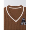 image:imageFloerns Womens V Neck Letter Striped Trim Sleeveless Sweater Vest Knit TopBrown