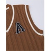 image:imageFloerns Womens V Neck Letter Striped Trim Sleeveless Sweater Vest Knit TopBrown