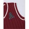 image:imageFloerns Womens V Neck Letter Striped Trim Sleeveless Sweater Vest Knit TopBurgundy