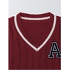 image:imageFloerns Womens V Neck Letter Striped Trim Sleeveless Sweater Vest Knit TopBurgundy
