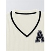image:imageFloerns Womens V Neck Letter Striped Trim Sleeveless Sweater Vest Knit TopWhite