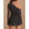 image:imageFloerns Womens Vintage Polka Dots Off The Shoulder Going Out Mini DressBlack and White