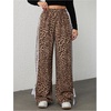 image:imageFloerns Womens Y2K Bow Striped Leopard Print Wide Leg PantsBrown Multi