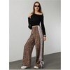image:imageFloerns Womens Y2K Bow Striped Leopard Print Wide Leg PantsBrown Multi
