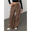 image:imageFloerns Womens Y2K Bow Striped Leopard Print Wide Leg PantsBrown Multi