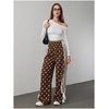 image:imageFloerns Womens Y2K Bow Striped Leopard Print Wide Leg PantsCoffee