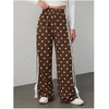 image:imageFloerns Womens Y2K Bow Striped Leopard Print Wide Leg PantsCoffee